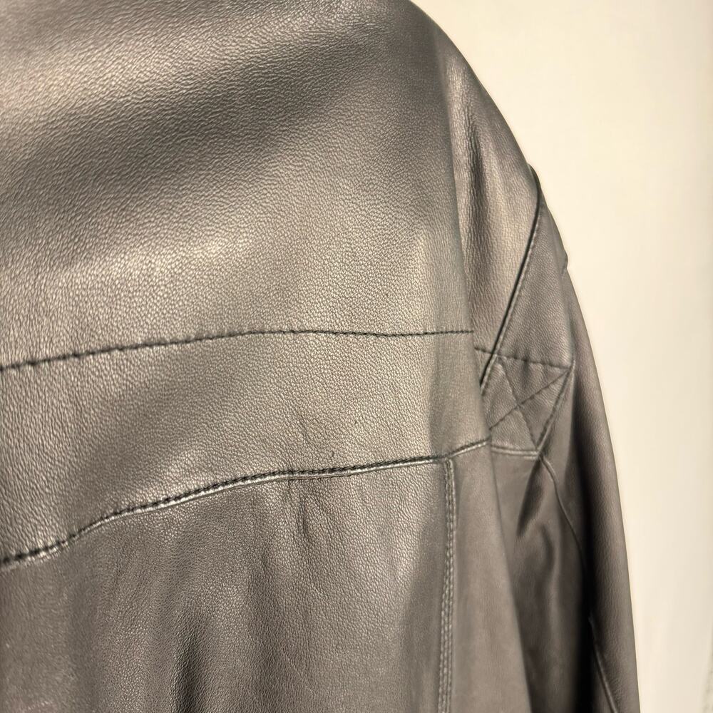Murano Sport Black Soft Lamb Leather Moto Double Zip Knit Cuffs Jacket Sz XL - Picture 16 of 16